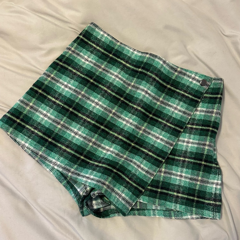 Free People Green Plaid Skort 6